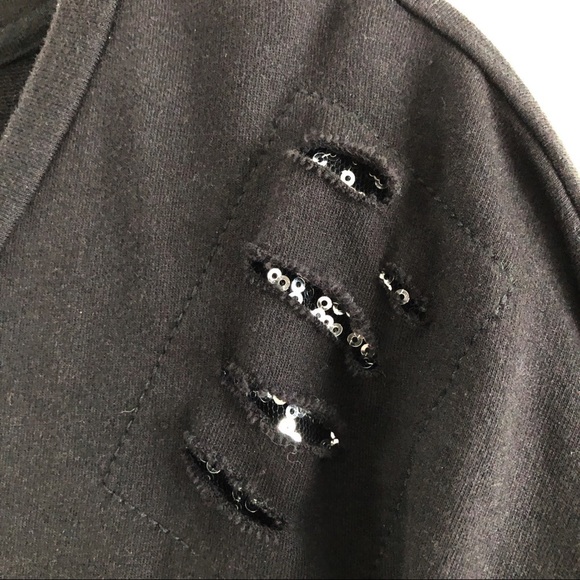 Lane Bryant Black Distressed Sequin Round Neck Sweatshirt Size 26/28 - Picture 2 of 8